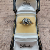 Striking One of a Kind Vintage Men's Diamond Starburst Ring in 14K Gold