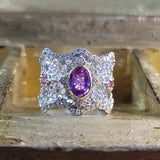 Striking Pink Sapphire and Diamond Filigree Band Handcrafted in Italy in 18K Gold