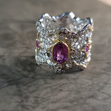 Striking Pink Sapphire and Diamond Filigree Band Handcrafted in Italy in 18K Gold  Peters Vaults