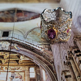 Striking Pink Sapphire and Diamond Filigree Band Handcrafted in Italy in 18K Gold  Peters Vaults