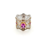 Striking Pink Sapphire and Diamond Filigree Band Handcrafted in Italy in 18K Gold  Peters Vaults