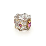 Striking Pink Sapphire and Diamond Filigree Band Handcrafted in Italy in 18K Gold  Peters Vaults