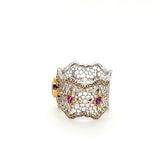 Striking Pink Sapphire and Diamond Filigree Band Handcrafted in Italy in 18K Gold  Peters Vaults