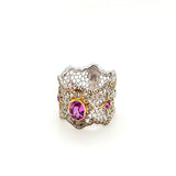 Striking Pink Sapphire and Diamond Filigree Band Handcrafted in Italy in 18K Gold  Peters Vaults