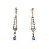 Stunning Diamond & Briolette Sapphire Dangle Drop Earrings in 18KW  Peter's Vault 