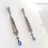 Stunning Diamond & Briolette Sapphire Dangle Drop Earrings in 18KW  Peter's Vault 