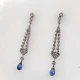 Stunning Diamond & Briolette Sapphire Dangle Drop Earrings in 18KW  Peter's Vault 
