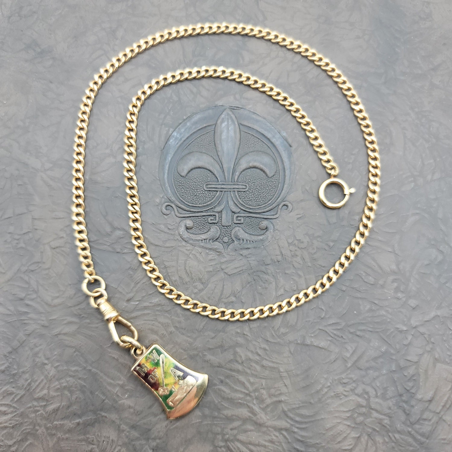 ULTRA RARE Vintage Antique 14K Gold Pocket Watch Chain with Custom