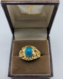 Ultra Rare Vintage Turquoise Men's Nugget Ring in 18K Gold | Peter's Vaults