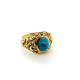 Ultra Rare Vintage Turquoise Men's Nugget Ring in 18K Gold | Peter's Vaults