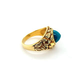 Ultra Rare Vintage Turquoise Men's Nugget Ring in 18K Gold | Peter's Vaults