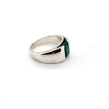 Super Rare Vintage Men's Pinky Ring with an Exquisite Green Emerald in 14K White Gold | Peter's Vaults