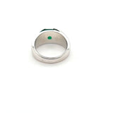 Super Rare Vintage Men's Pinky Ring with an Exquisite Green Emerald in 14K White Gold | Peter's Vaults