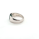 Super Rare Vintage Men's Pinky Ring with an Exquisite Green Emerald in 14K White Gold | Peter's Vaults