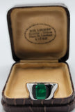 Super Rare Vintage Men's Pinky Ring with an Exquisite Green Emerald in 14K White Gold | Peter's Vaults