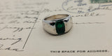 Super Rare Vintage Men's Pinky Ring with an Exquisite Green Emerald in 14K White Gold | Peter's Vaults