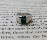 Super Rare Vintage Men's Pinky Ring with an Exquisite Green Emerald in 14K White Gold | Peter's Vaults