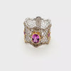 Striking Pink Sapphire and Diamond Filigree Band Handcrafted in Italy in 18K Gold  Peters Vaults