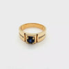 Sleek Mens Sapphire and Diamond Wedding Ring in 14K Gold  Peter's Vaults