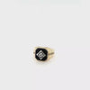 Gleaming Onyx and Old Mine Cut Diamond Gents Pinky Ring in 10K Gold - ULTRA RARE  Peter's Vaults