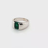 Super Rare Vintage Men's Pinky Ring with an Exquisite Green Emerald in 14K White Gold | Peter's Vaults