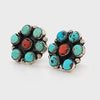 Exquisite Vintage - Antique Sterling Silver Turquoise and Coral Cluster Earrings | Peter's Vaults