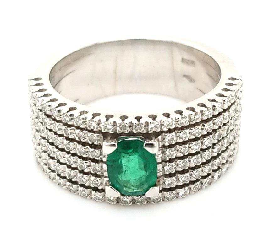 Dynamic 18K Emerald and Diamond Band - Peters Vaults