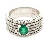 Dazzling Emerald and Diamond Band in 18K