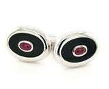 Elegant Ruby and Onyx Men's Cufflinks in 14K Gold - Peters Vaults