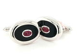 Powerful Ruby and Onyx Men's Cufflinks in 14K Gold