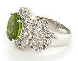 Shimmering One of a Kind Peridot Hand Crafted Ring with Morganites and Diamonds in 18K