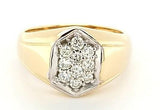 Mens 2-Tone Classic Diamond Cluster Ring in 14K - Peters Vaults