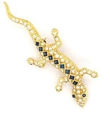 Glistening Diamond and Sapphire Gecko Pin - Brooch in 18K