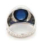 Ultra Rare Hand Engraved Platinum Sapphire Vintage Mens Ring - Peters Vaults