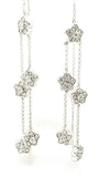 Graceful Diamond Flower Threader Earrings in 14K Gold