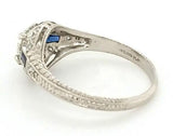 Hand Engraved Vintage Diamond and Sapphire Engagement Ring in Platinum - Peters Vaults