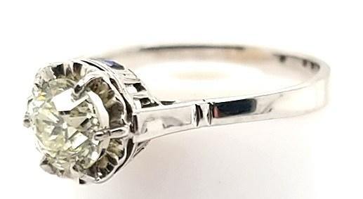 Vintage Solitaire Diamond Engagement Ring in 18KW Gold - with Hidden Sapphires - Peters Vaults
