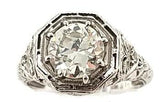 Antique Diamond Solitaire Engagement Ring in 18KW Gold - Peters Vaults