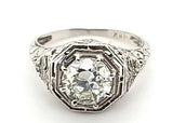 Antique Diamond Solitaire Engagement Ring in 18KW Gold - Peters Vaults