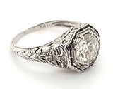 Antique Diamond Solitaire Engagement Ring in 18KW Gold - Peters Vaults