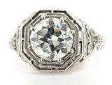 Antique Diamond Solitaire Engagement Ring in 18KW Gold - Peters Vaults