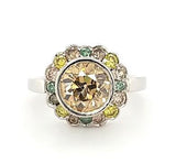 Platinum One of a Kind Engagement Ring with All Colored Diamonds