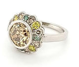 Platinum One of a Kind Engagement Ring with All Colored Diamonds - Peters Vaults