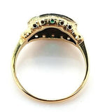 Antique Diamond and Emerald 3-Stone Engagement Ring in 14K Gold - Peters Vaults