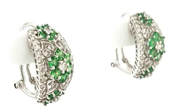 Exquisite Apple Green Tsavorite Garnet and Diamond Earrings in 14K Gold- Peters Vaults