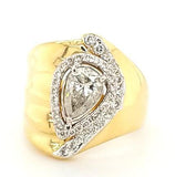 Modern Cigar Band with 1ct Pear Shape Diamond in 18K Gold