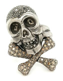 Custom Black Gold and Black Diamond Skull Ring in 18K Gold