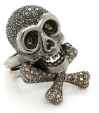 pavé Custom Black Gold and Black Diamond Skull Ring in 18K Gold - Peters Vaults