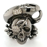 Custom Design Diamond Dead Pirate Ring in 18K Black Gold