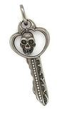 Black and White Diamond Skull Key Pendant in Sterling Silver